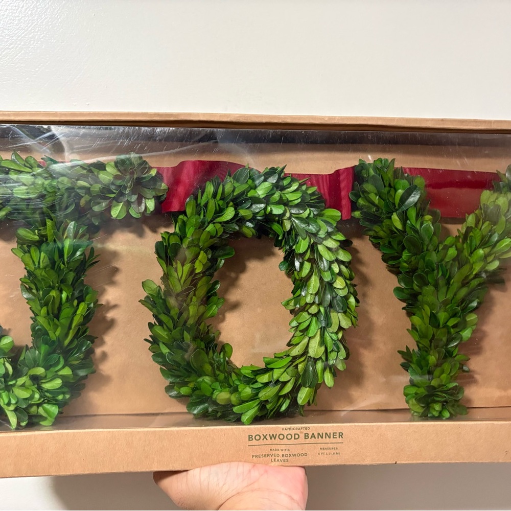 Holiday Boxwood “JOY” Banner garland  - Smith & Hawken